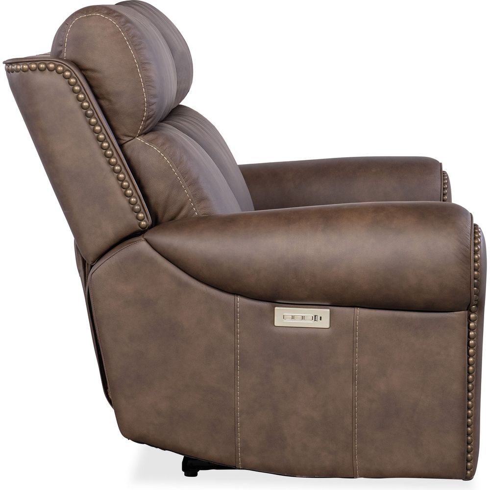 Duncan Power Loveseat with Power Headrest & Lumbar - Dark Brown