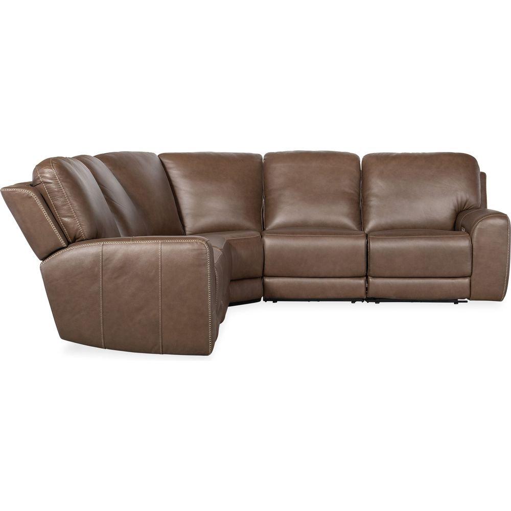 Sectionals: Recliners Torres 5 Piece Sectional with Power Recline & Power Headrest (Configuration 2) - Dark Brown