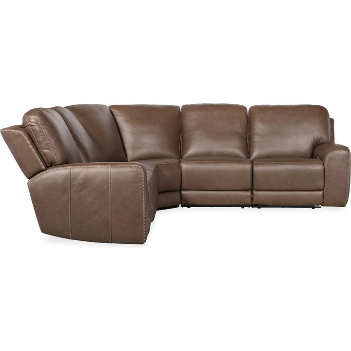 Sectionals: Recliners Torres 5 Piece Sectional with Power Recline & Power Headrest (Configuration 2) - Dark Brown