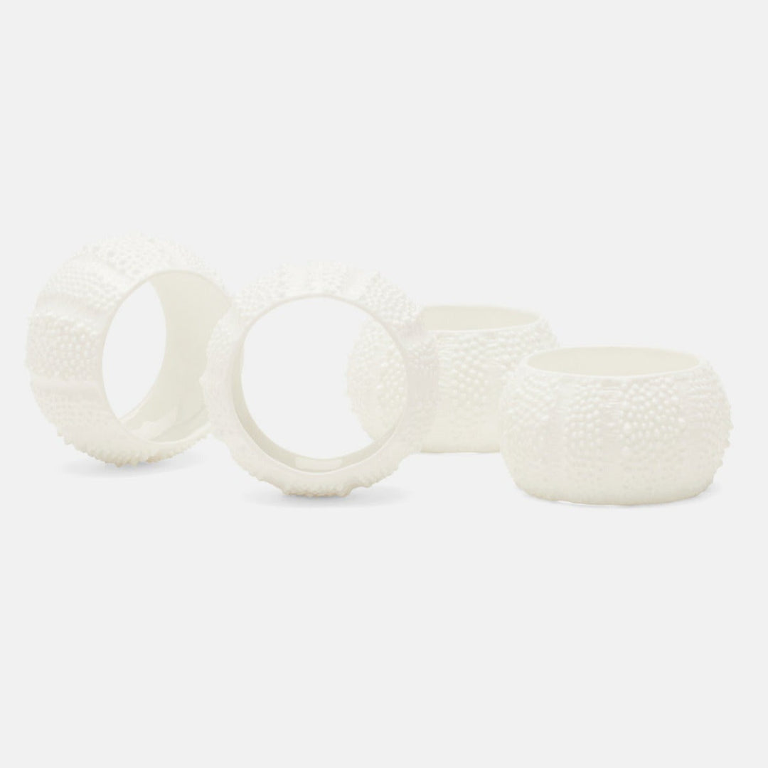 Marina White Sea Urchin Napkin Rings Boxed Set Of 4