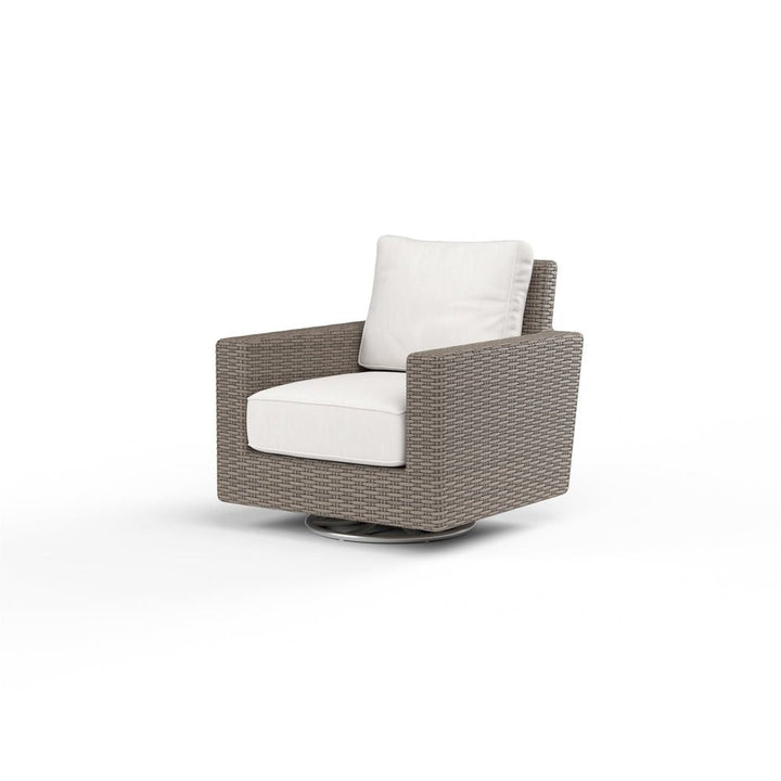 Outdoor Lounge Chairs Coronado Swivel Rocker in Canvas Flax w/ Self Welt