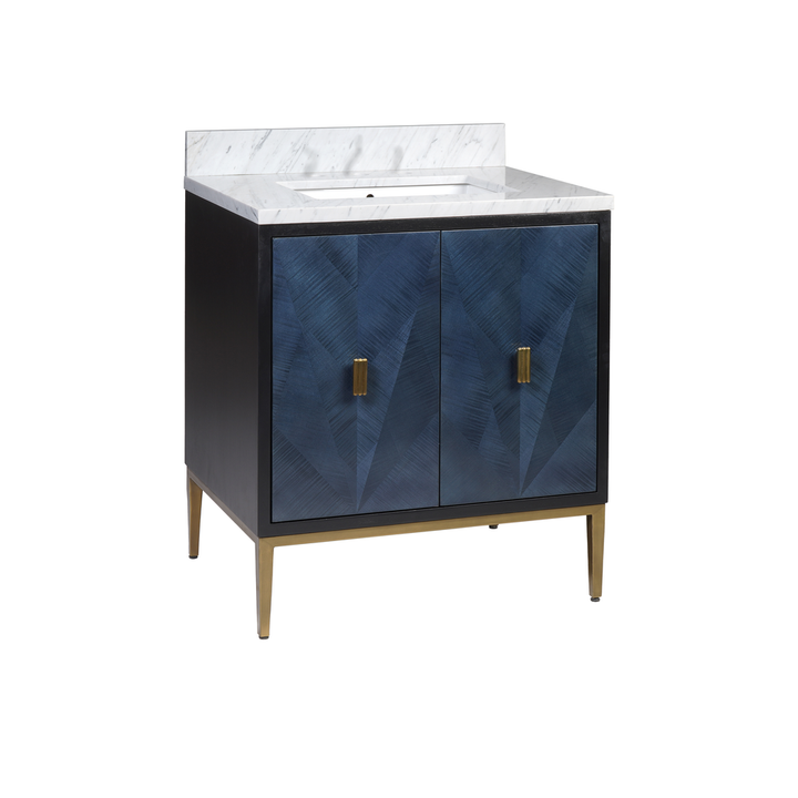 Vanities Kallista 30" Blue Vanity with Rectangular Undermount Sink