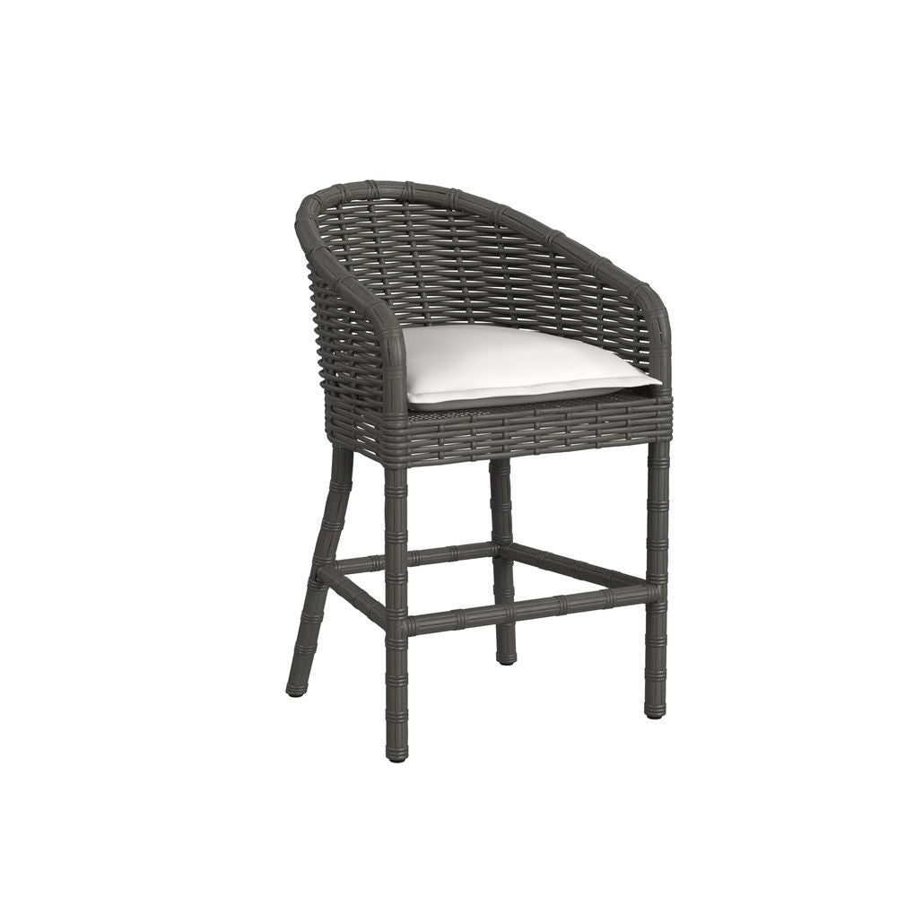 Outdoor Bar Stools Cabo Barstool in Soothe Pearl w/ Flange Welt