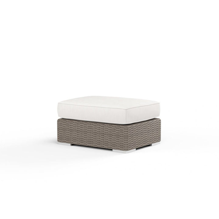Outdoor Ottomans Coronado Ottoman in Canvas Flax w/ Self Welt