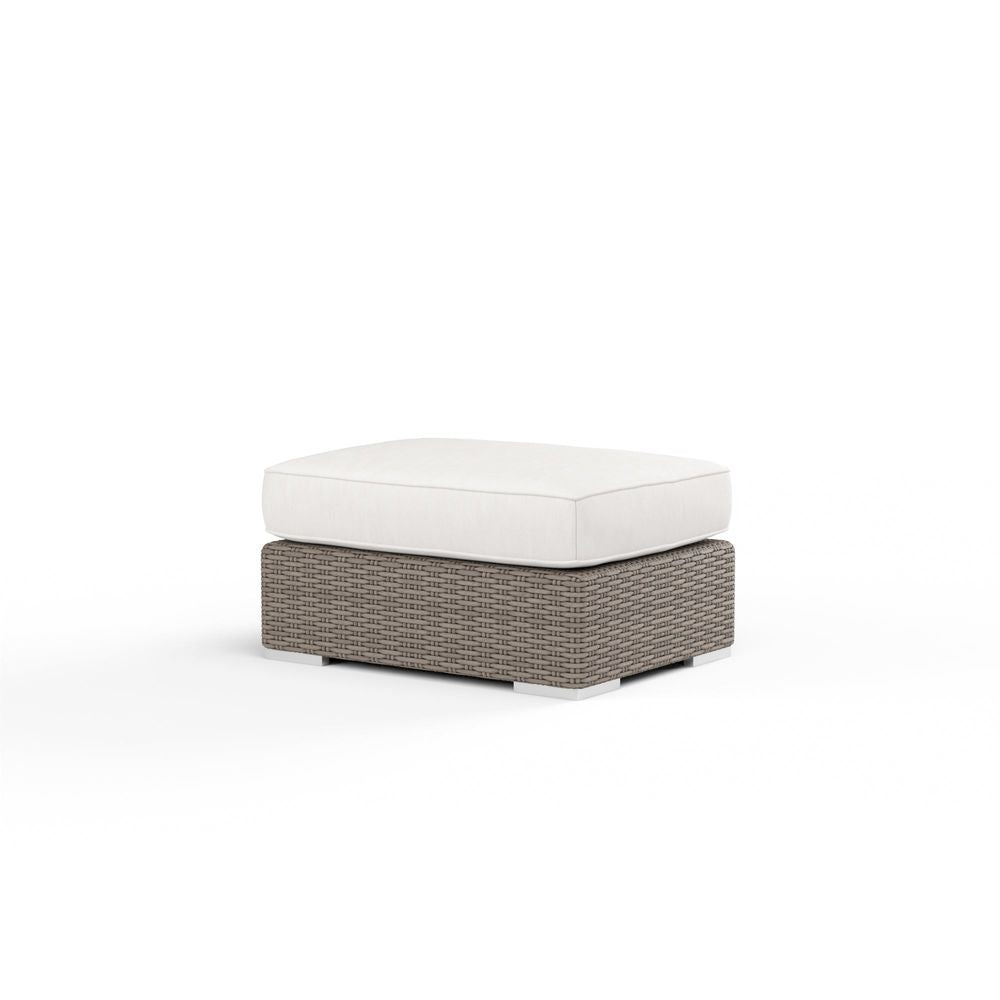 Outdoor Ottomans Coronado Ottoman in Canvas Flax w/ Self Welt