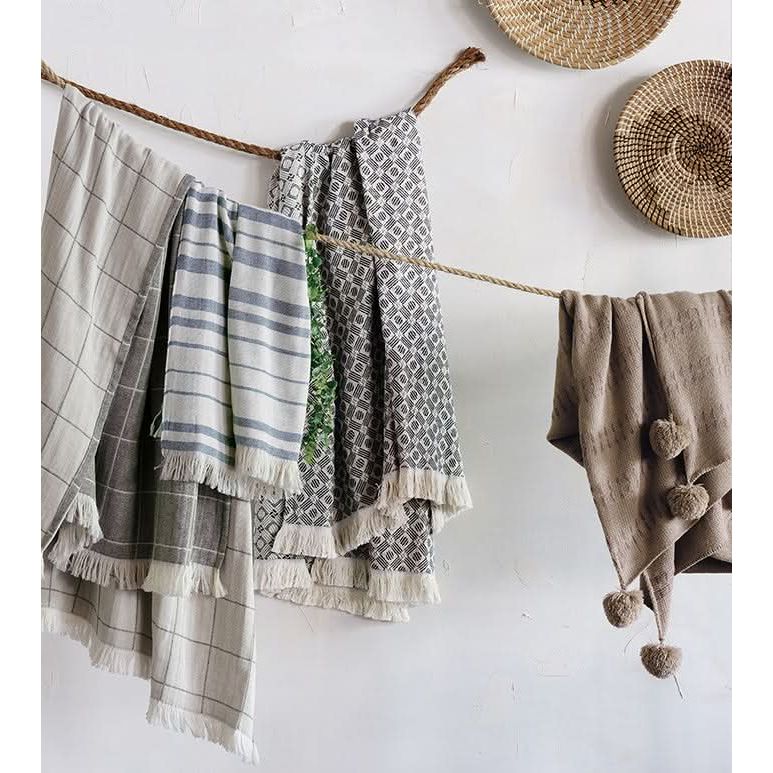 Throw Blankets Sandy Windowpane Throw in Gray
