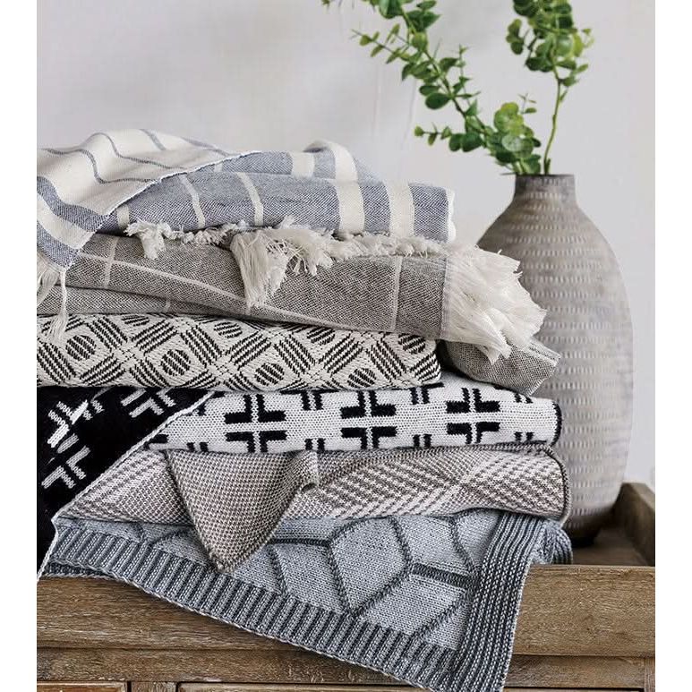 Throw Blankets Sandy Windowpane Throw in Gray