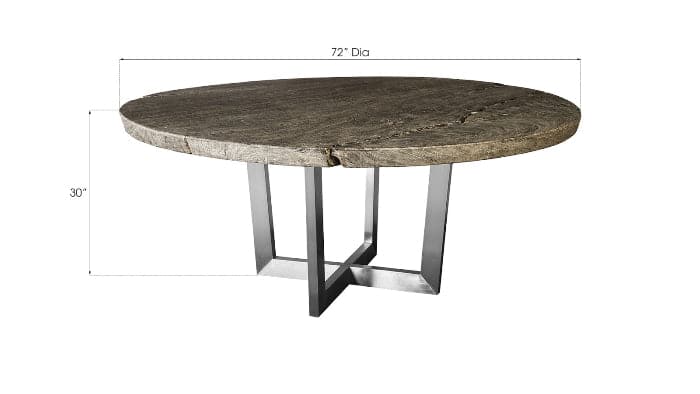 Chuleta Round Dining Table on Stainless Steel Base Gray Stone-Phillips Collection-PHIL-TH86250-Dining Tables-4-France and Son