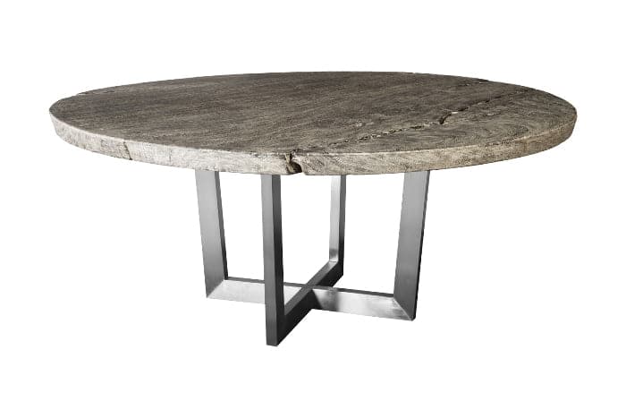 Chuleta Round Dining Table on Stainless Steel Base Gray Stone-Phillips Collection-PHIL-TH86250-Dining Tables-2-France and Son