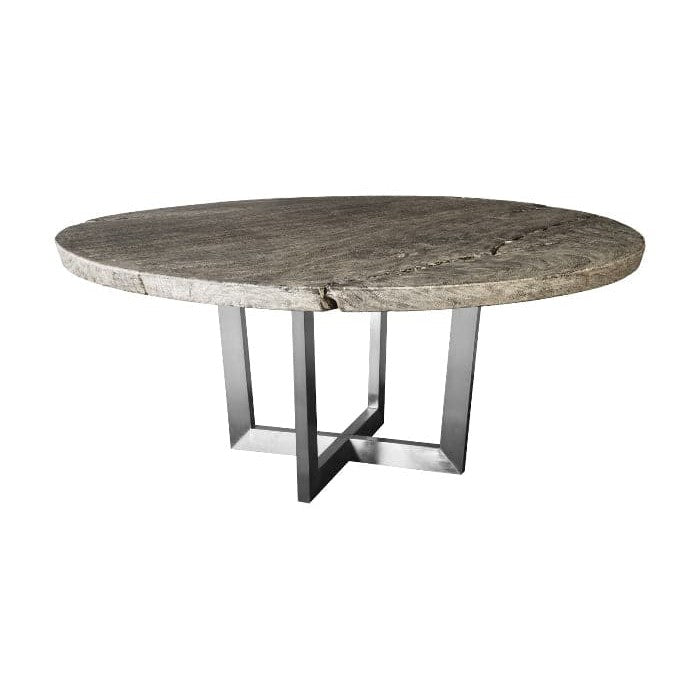 Chuleta Round Dining Table on Stainless Steel Base Gray Stone-Phillips Collection-PHIL-TH86250-Dining Tables-2-France and Son