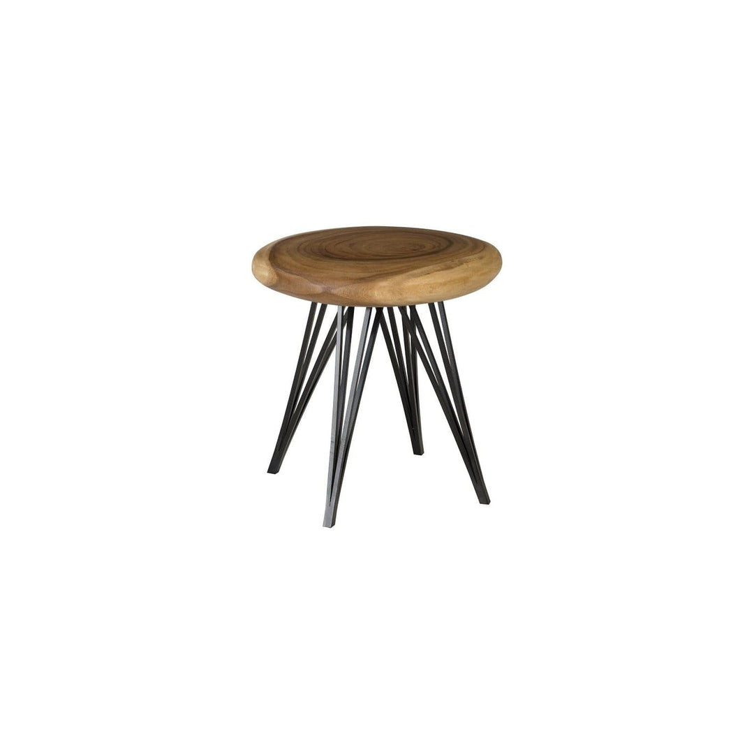String Stool on Black Metal Legs - Natural-Phillips Collection-PHIL-TH95435-Stools & Ottomans-1-France and Son