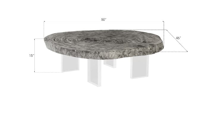 Floating Coffee Table on Acrylic Legs Gray Stone, Size Varies-Phillips Collection-PHIL-TH97528-Coffee Tables-4-France and Son