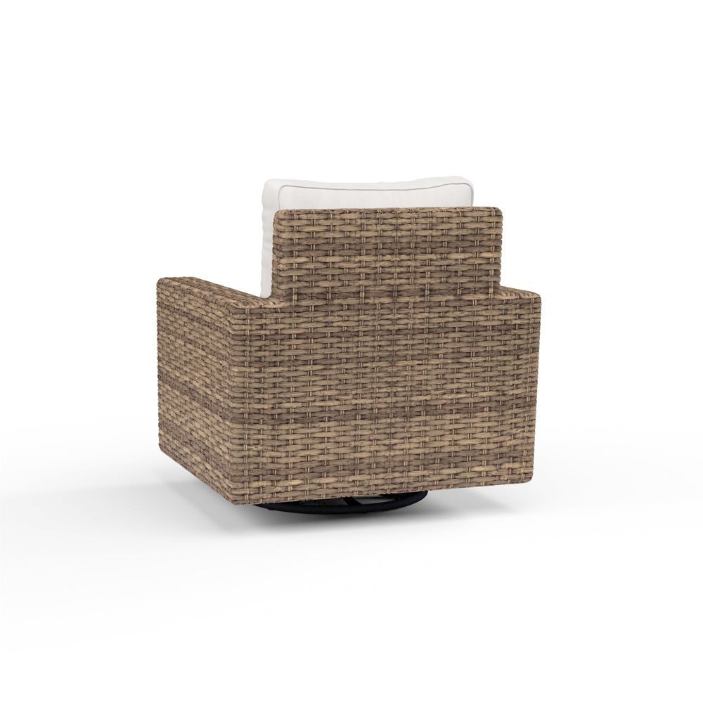 Outdoor Lounge Chairs Havana Swivel Club Rocker in Canvas Flax w/ Self Welt