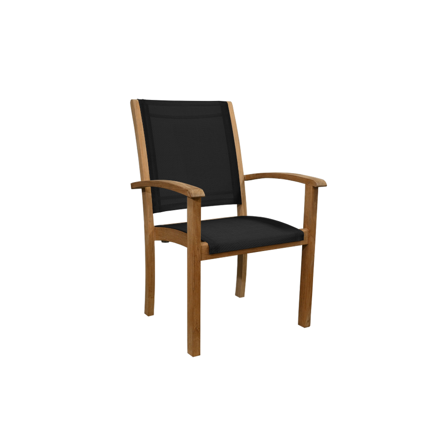 Riviera Stacking Sling Armchair-Three Birds Casual Outdoor-Threeb-RV07N-BL-Dining Chairs-1-France and Son