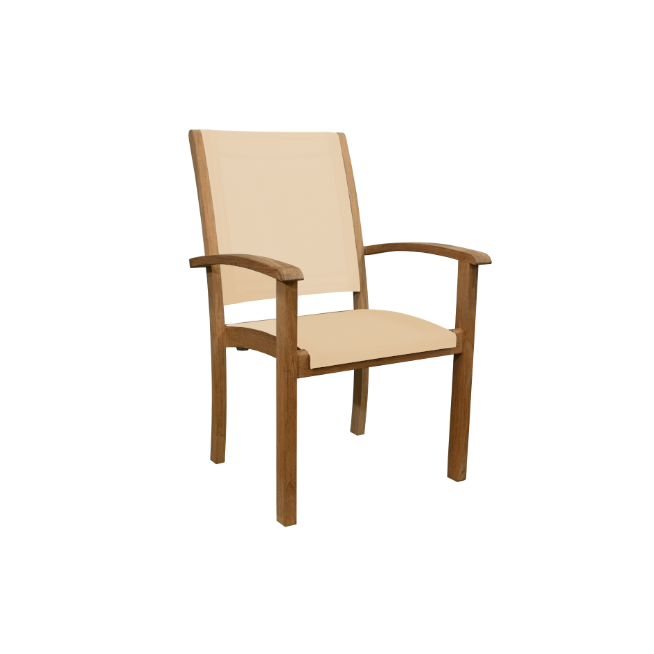 Riviera Stacking Sling Armchair-Three Birds Casual Outdoor-Threeb-RV07N-KH-Dining ChairsKhaki-2-France and Son