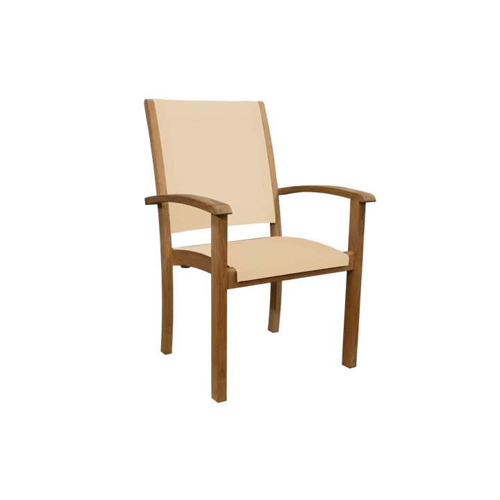 Riviera Stacking Sling Armchair-Three Birds Casual Outdoor-Threeb-RV07N-KH-Dining ChairsKhaki-2-France and Son