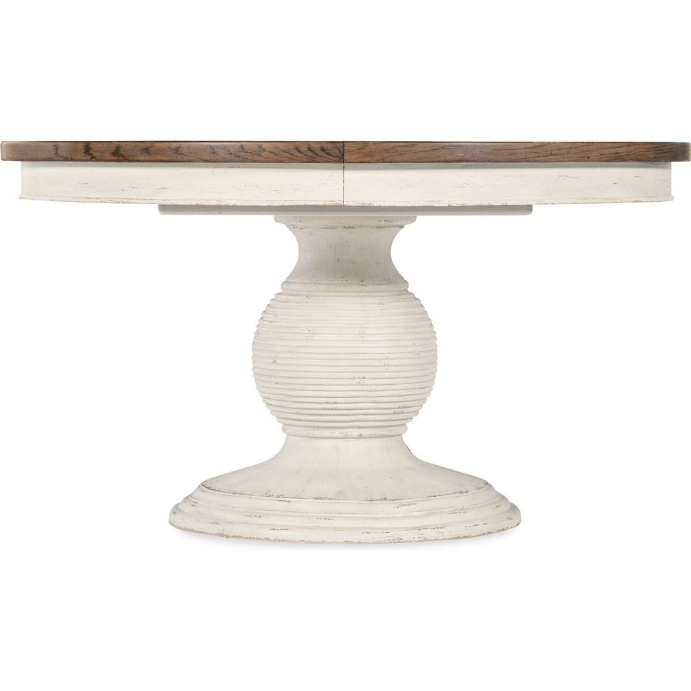 Americana Round Pedestal Dining Table with 1-22in Leaf - Whites/Creams/Beiges