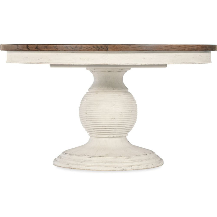 Americana Round Pedestal Dining Table with 1-22in Leaf - Whites/Creams/Beiges