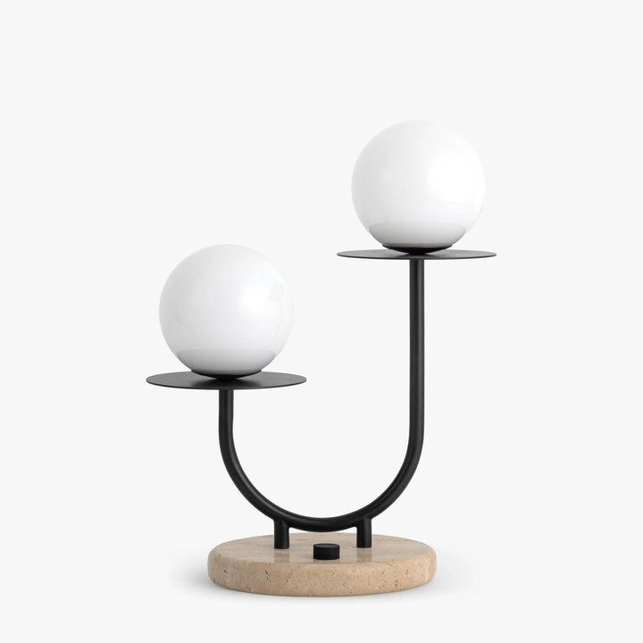 Modern Globe Table Light - Bronze/Travertine