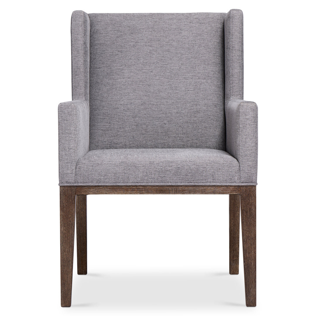 Linea Upholstered Arm Chair in Cerused Charcoal Finish