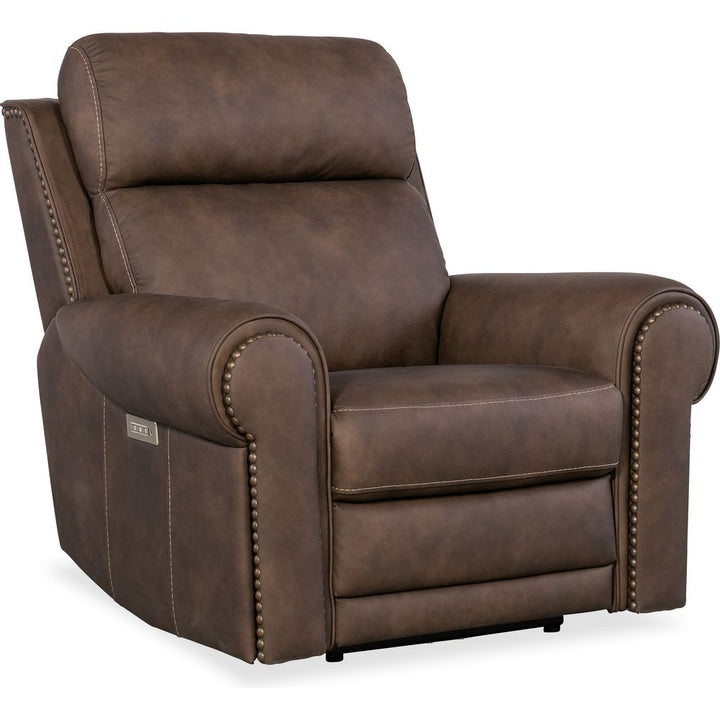 Lounge Chairs: Recliners Duncan Power Recliner with Power Headrest & Lumbar - Dark Brown