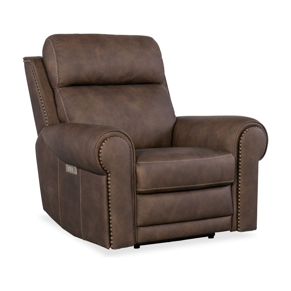Summit Power Recliner with Power Headrest & Lumbar - Dark Brown