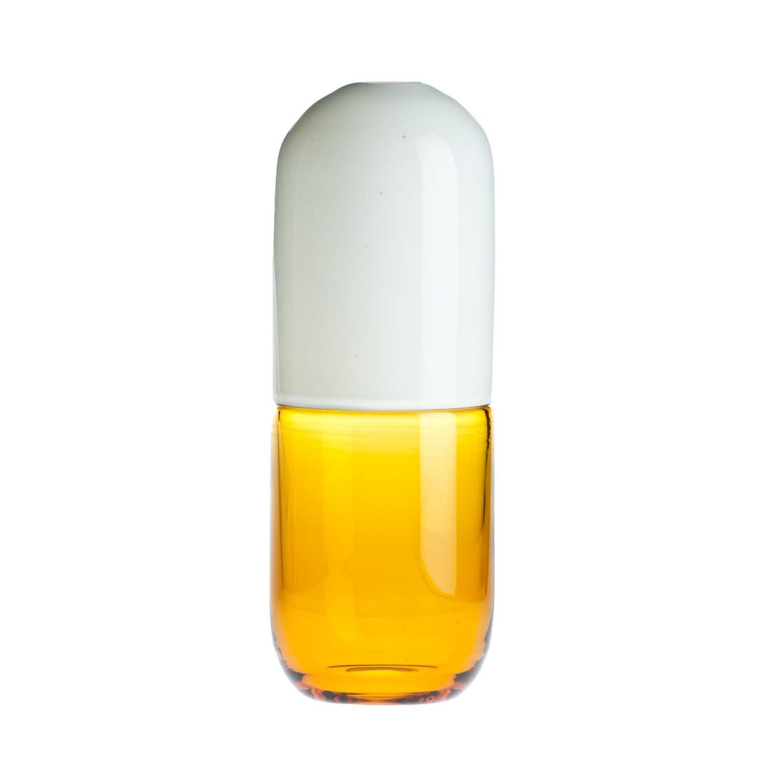 Happy Pills Glass Sculpture in Amber Yellow / Milk White