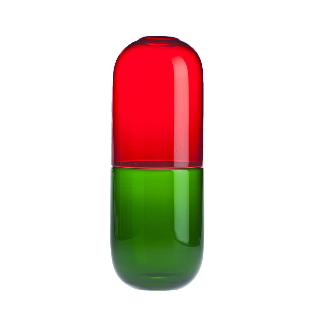 Happy Pills Glass Sculpture in Red / Grass Green