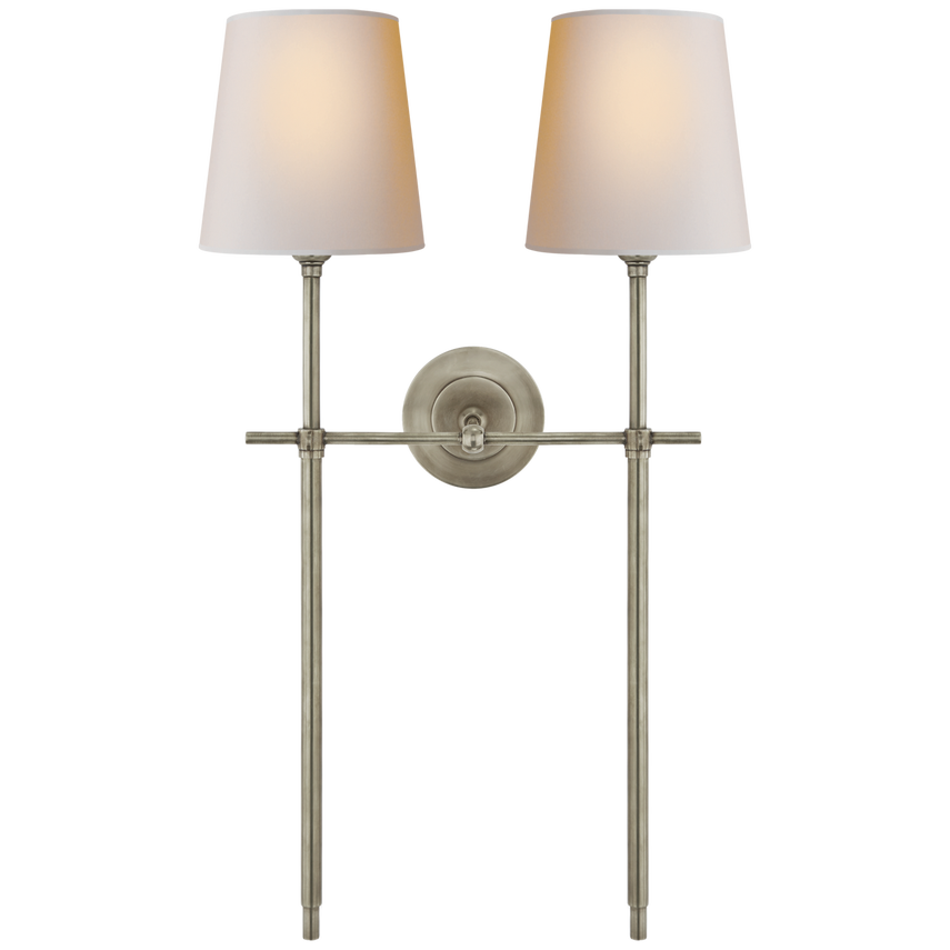 Bijou Large Double Tail Sconce-Visual Comfort-VISUAL-TOB 2025AN-NP-Wall LightingAntique Nickel/Natural Paper Shades-2-France and Son