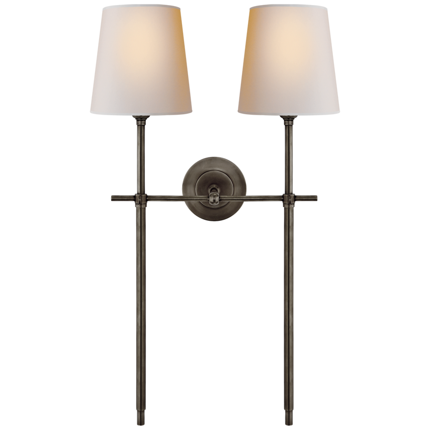 Bijou Large Double Tail Sconce-Visual Comfort-VISUAL-TOB 2025BZ-NP-Wall LightingBronze/Natural Paper Shades-6-France and Son