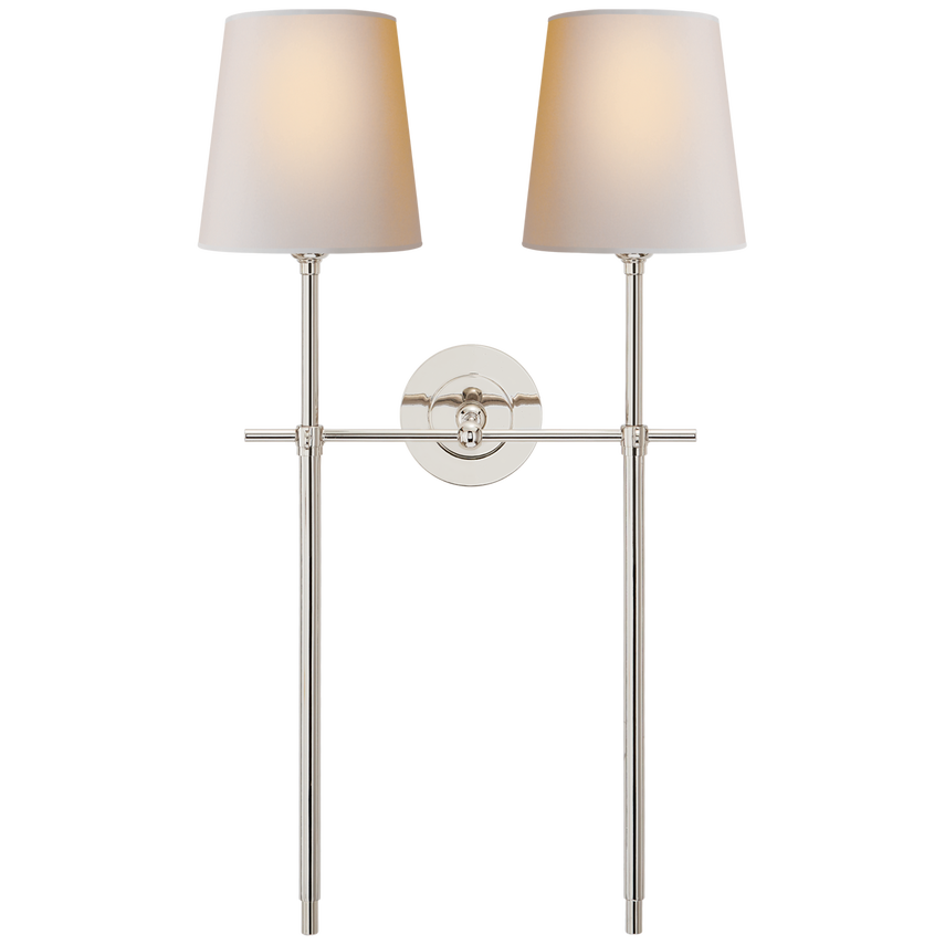 Bijou Large Double Tail Sconce-Visual Comfort-VISUAL-TOB 2025PN-NP-Wall LightingPolished Nickel/Natural Paper Shades-10-France and Son