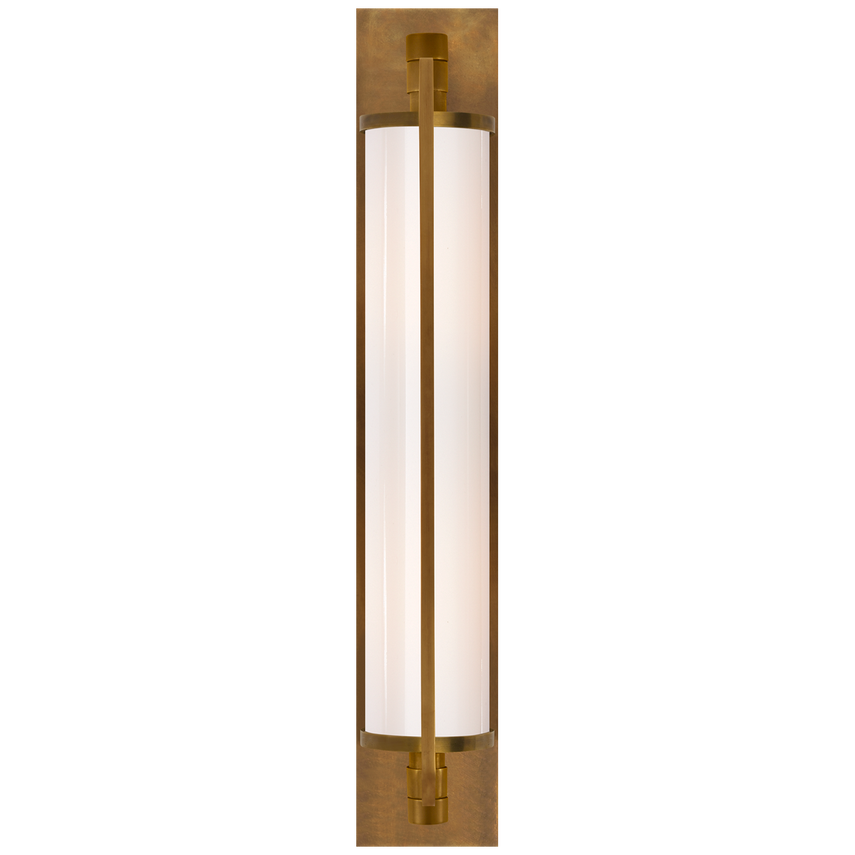 Kelly Tall Pivoting Sconce-Visual Comfort-VISUAL-TOB 2031HAB-WG-Wall LightingHand-Rubbed Antique Brass/White Glass-3-France and Son