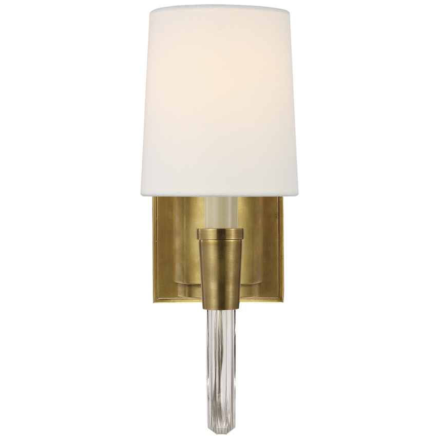 Vintage Sconce-Visual Comfort-VISUAL-TOB 2032HAB-L-Wall LightingSingle-Hand-Rubbed Antique Brass-Linen-5-France and Son