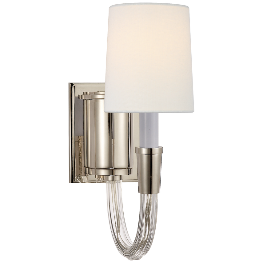 Vintage Sconce-Visual Comfort-VISUAL-TOB 2032PN-L-Wall LightingSingle-Polished Nickel-Linen-6-France and Son