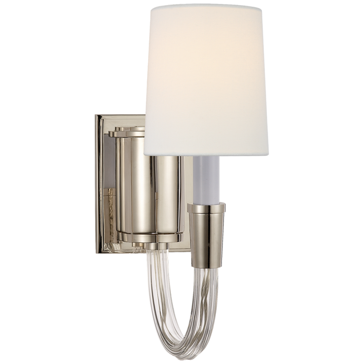 Vintage Sconce-Visual Comfort-VISUAL-TOB 2032PN-L-Wall LightingSingle-Polished Nickel-Linen-6-France and Son