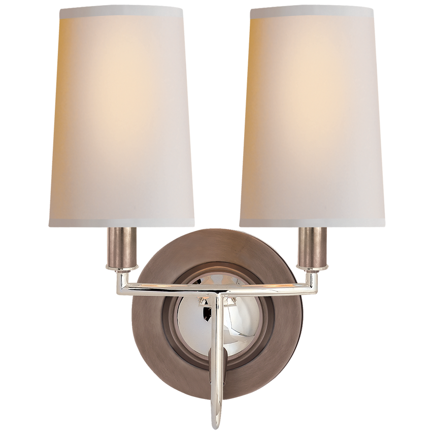 Ellana Double Sconce-Visual Comfort-VISUAL-TOB 2068AN/PN-NP-Wall LightingAntique Nickel And Polished Nickel-Natural Paper Shades-2-France and Son