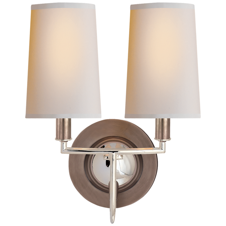 Ellana Double Sconce-Visual Comfort-VISUAL-TOB 2068AN/PN-NP-Wall LightingAntique Nickel And Polished Nickel-Natural Paper Shades-2-France and Son