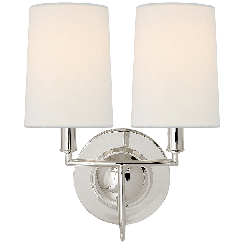 Ellana Double Sconce-Visual Comfort-VISUAL-TOB 2068PS-L-Wall LightingPolished Silver-Linen Shades-5-France and Son