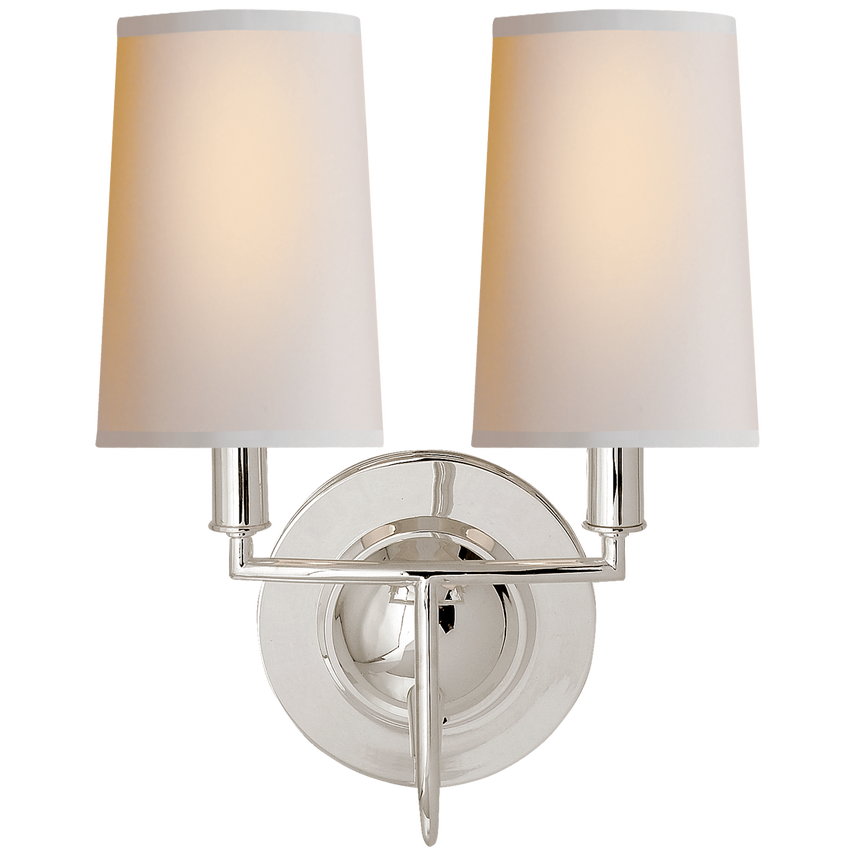 Ellana Double Sconce-Visual Comfort-VISUAL-TOB 2068PS-NP-Wall LightingPolished Silver-Natural Paper Shades-6-France and Son