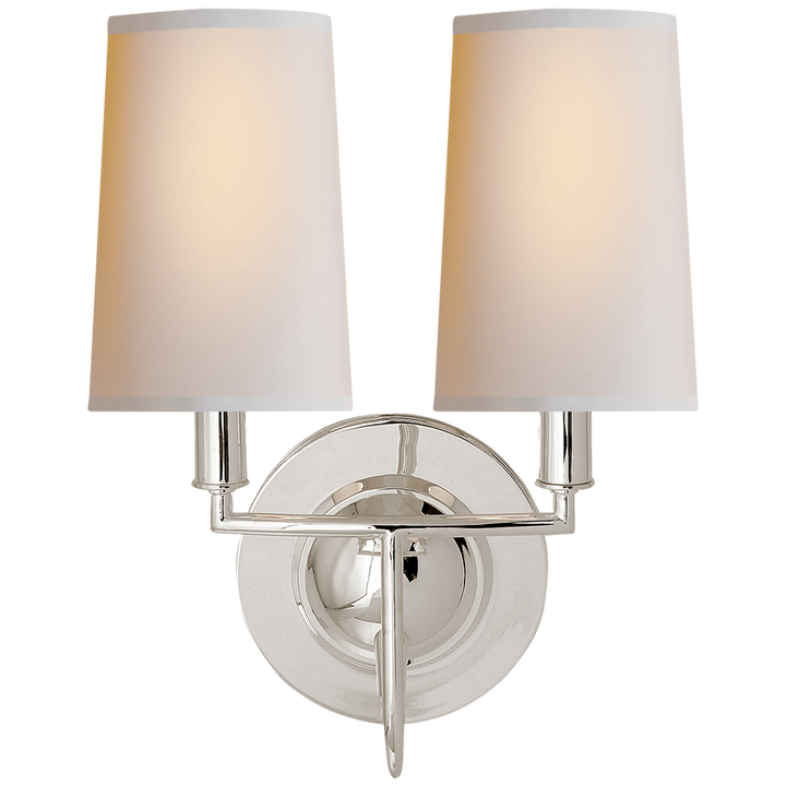 Ellana Double Sconce-Visual Comfort-VISUAL-TOB 2068PS-NP-Wall LightingPolished Silver-Natural Paper Shades-6-France and Son