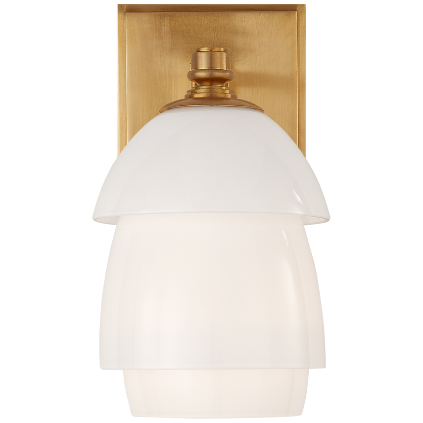 Weatherman Small Scone-Visual Comfort-VISUAL-TOB 2111HAB-WG-Wall LightingHand-Rubbed Antique Brass-White Glass Shade-4-France and Son