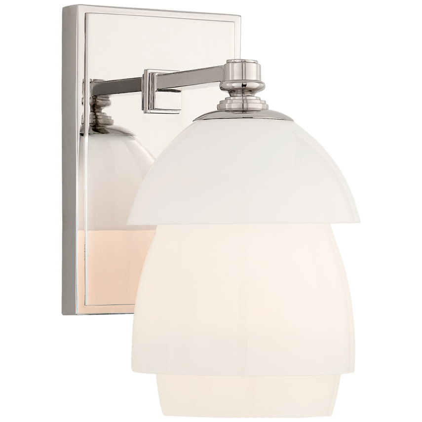 Weatherman Small Scone-Visual Comfort-VISUAL-TOB 2111PN-WG-Wall LightingPolished Nickel-White Glass Shade-6-France and Son