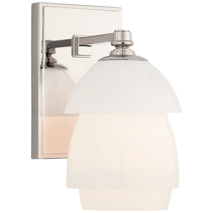 Weatherman Small Scone-Visual Comfort-VISUAL-TOB 2111PN-WG-Wall LightingPolished Nickel-White Glass Shade-6-France and Son