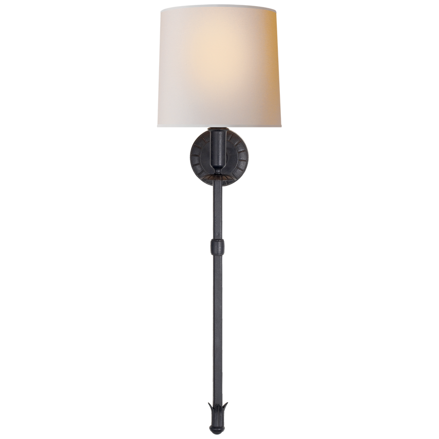 Michael Tail Sconce-Visual Comfort-VISUAL-TOB 2116AI-NP-Wall LightingAged Iron-Natural Paper Shade-2-France and Son