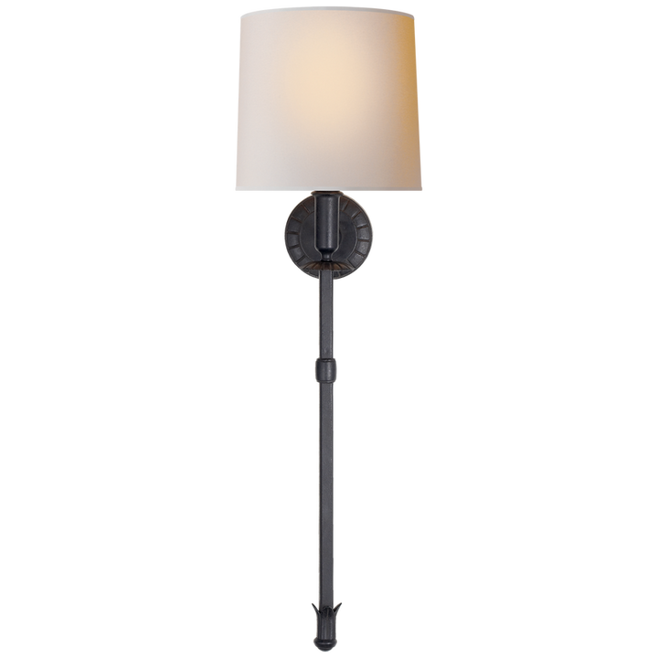 Michael Tail Sconce-Visual Comfort-VISUAL-TOB 2116AI-NP-Wall LightingAged Iron-Natural Paper Shade-2-France and Son