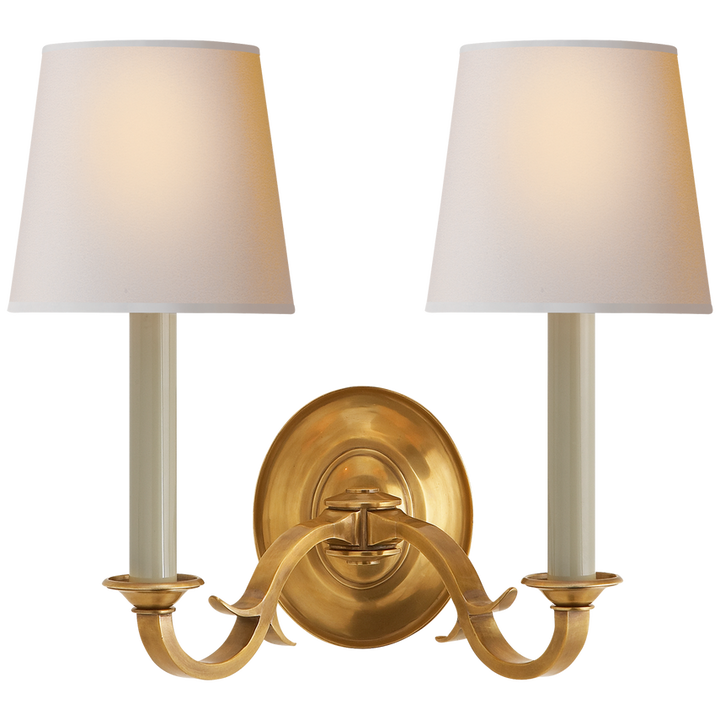 Chamer Double Sconce-Visual Comfort-VISUAL-TOB 2121HAB-NP-Wall LightingHand-Rubbed Antique Brass-Natural Paper-4-France and Son