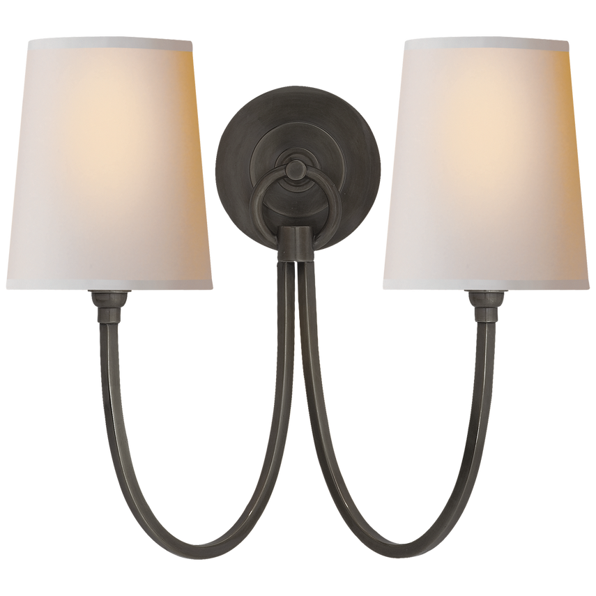 Rhys Double Sconce-Visual Comfort-VISUAL-TOB 2126BZ-NP-Wall LightingBronze-Natural Paper Shades-4-France and Son