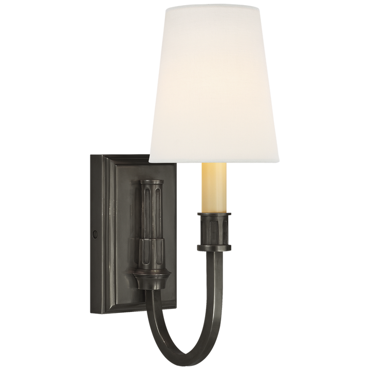 Modena Library Sconce-Visual Comfort-VISUAL-TOB 2327BZ-L-Wall LightingBronze-Linen-1-France and Son