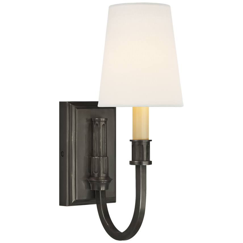 Modena Library Sconce-Visual Comfort-VISUAL-TOB 2327BZ-L-Wall LightingBronze-Linen-1-France and Son