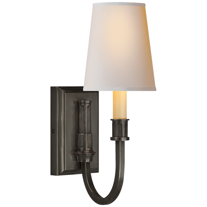 Modena Library Sconce-Visual Comfort-VISUAL-TOB 2327BZ-NP-Wall LightingBronze-Natural Paper-2-France and Son